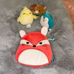 Squishmallows clip Lot Chick Reindeer Penguin & Fox Pouch